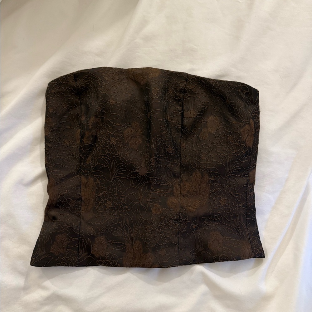Reformation Dark Brown Strapless Top
